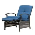Mydepot Domi Outdoor Living Recliner Chair Adjustable Patio Recliner Metal Reclining Lounge