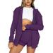 Workout Sets for Women Zip Up Long Sleeve Hoodie with Sweat Shorts Cute Sweatsuits Tracksuits Two Piece Outfits Set