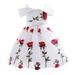 Mikrdoo Toddler Baby Girls Princess Dress Off The Shoulder Evening Rose Print Dress Gauze Dress One Piece Party Feast Dress White 2-3 Years