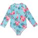 TAIAOJING Baby Girls Onesies Swimsuit Toddler Long Sleeve Floral Print Beach Swimwear Girl s Bathing Suit 6-7 Years