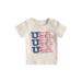 Bagilaanoe 4th of July Toddler Baby Girl T-shirt/Rompers Star Stripes Letters Print Short Sleeve Bodysuit 6M 12M 18M 24M 3T 4T 5T Kids Tees for Independence Day