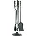 Dagan Fireplace Tool Set - Rail on Base Black - 5 Piece