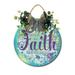 Walk By Faith Door Sign Home Decor Round Wood Wreaths Wall Hanging Sign Farmhouse Porch Sign Front Door Decoration for Housewarming Gift All Seasons Holiday 11In
