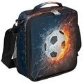 Kids Lunch Box for Boys Girls Lunch Bag Fire Water Soccer Football Kids Lunch Bags Insulated Meal Tote with Adjustable Shoulder Strap for School Picnic