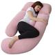 AS AWESLING 60in Full Body Pillow | Nursing, Maternity and Pregnancy Body Pillow | Extra Large U Shape Pillow and Lounger with Detachable Side, Separate Support Pillow and Removable Cover (Pink)