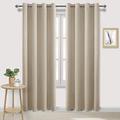 DWCN Blackout Curtains for Bedroom - Thermal Insulated Light Blocking Eyelet Window Curtains for Living Room 55 x 96 inch Length, Light Beige, 2 Panels