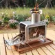 GENSEMAKE-Mini foyer de camping portable sans fumée avec fenêtre acier inoxydable chauffe-tente