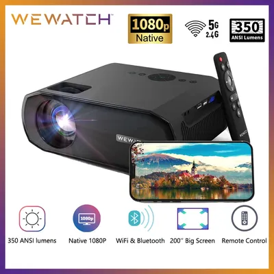 WEWATCH – projecteur vidéo LED Portable V50 Pro 350 Lumens ANSI 1080P FHD 5G WiFi Bluetooth