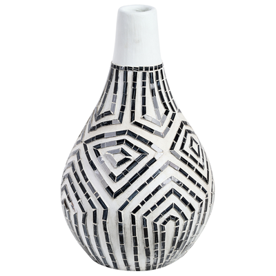 Vase Terrakotta dekorative Vase Schwarz und Weiß Steingut natürlicher Stil Wohndekoration für getrocknete Blumen