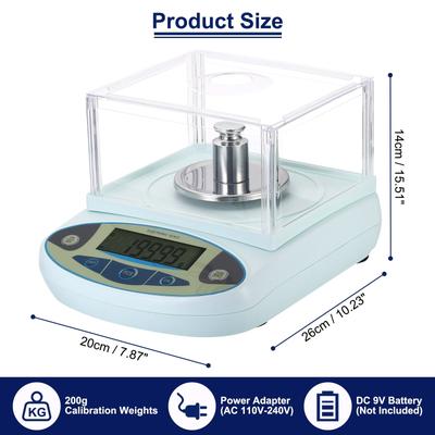 Lab Scale 300gx0.001g, High Precision Electronic Analytical Balance Sensitive - Light Blue