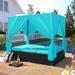 Outdoor Wicker Sunbed Daybed with Cushions,Adjustable Seats