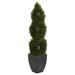 5' Artificial Double Pond Cypress Spiral Topiary Tree in Black Planter