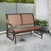 LANTRO JS Powder Coated Steel Outdoor Glider Bench Brown