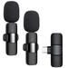 CGBCFO 2 Packs Wireless Microphone Lapel Micro for Type-C 2 in 1 Mini Noise Reduction Clip Wireless Microphone for Street Interviews Vlog Youtube Video Recording Black