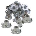 50Pcs Four Claw Nuts Galvanized Accessories Durable Fastener Threaded Insert Inlaid Nut for Rock Climbing Holds Wooden Furniture M8