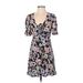 Live To Be Spoiled Casual Dress: Purple Floral Motif Dresses - Women's Size Small