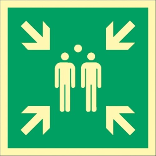 Schild Sammelstelle, ISO 7010, Alu, langnachleuchtend, 160-mcd, 300x300 mm Image