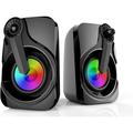 Computer Speakers Marboo PC Speakers USB Powered 3.5mm Multimedia with RGB Light for Laptop PC Smartphone TV (Colorful Speakers)