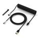 XVX Custom Coiled USB C Cable for Gaming Keyboard Keyboard Cable with Detachable Metal Aviator 1.6m Coiled Type-C to USB A Black