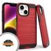 Xpression Cover for Apple iPhone 14 Plus (6.7 ) Hybrid Brushed Metal Texture Rugged Slim Shockproof Dual Layers 2-Piece Hard PC + TPU Phone Case - Red