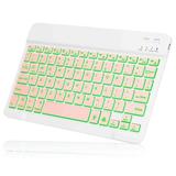 UX030 Lightweight Ergonomic Keyboard with Background RGB Light Multi Device slim Rechargeable Keyboard Bluetooth 5.1 and 2.4GHz Stable Connection Keyboard for Apple iPad (2022)