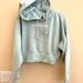 Adidas Tops | Adidas Coeeze Cropped Hoodie Small Mint Green Oversized Fleece Hooded Sweatshirt | Color: Green/White | Size: S