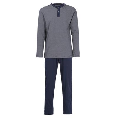 Pyjama TOM TAILOR "Nebraska", Herren, Gr. 50, blau (blau, dunkel, ringel), Single Jersey, Obermaterial: 100% Baumwolle, 