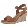 Keilsandalette TAMARIS, Damen, Gr. 38, braun (cognac), Textil, modisch, Schuhe, Sommerschuh, Sandale, Keilabsatz, mit verstellbarem Riemchen