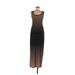 Connected Apparel Casual Dress - Maxi: Tan Stripes Dresses - Women's Size 6