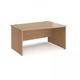 Maestro 25 right hand wave desk 1400mm wide - beech top with panel end