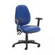 Jota high back operator chair with folding arms - Ocean Blue vinyl