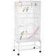 PawHut 3 Tier Bird Cage with Stand, Wheels, Toys, Ladders, for Canaries, Finches, Cockatiels, Parakeets, Budgie Cage with Accessories - White