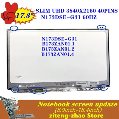 Écran LCD IPS 4K 17.3 pouces pour ordinateur portable 38400x2160 N173DSE-G31 compatible panneau