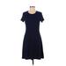 Gap Casual Dress - A-Line Crew Neck Short sleeves: Blue Print Dresses - Women's Size Small
