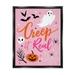 Creep It Real Pink Halloween Phrase Holiday Graphic Art Jet Black Framed Art Print Wall Art