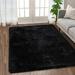 Coolmee Fluffy Area Rugs for Living Room Soft and Thick Faux Shag Rug Home Decor Nursery Area Rug Carpets for Bedroom Black 4 x 6