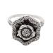 Java's Rose,'Floral Sterling Silver Cocktail Ring with Traditional Motifs'