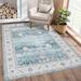 Gray 84 x 60 x 0.15 in Area Rug - Bungalow Rose Methel Oriental Machine Braided Chenille Area Rug in Teal/Chenille | 84 H x 60 W x 0.15 D in | Wayfair