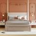 Full Size Velvet Upholstered Platform Bed with Storage Drawer & Velvet Headboard, Solid Wood Slats Support, Bedroom Furniture