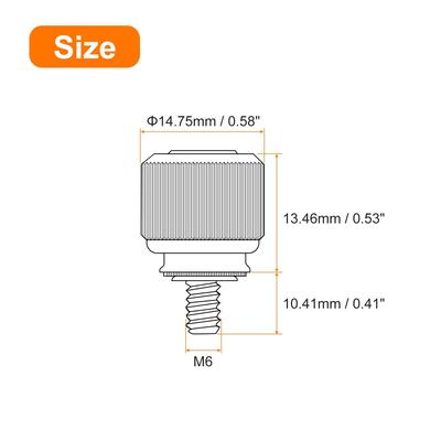 2pcs M6-1x10.41mm Computer Case Thumbscrews Knurled Spring Screw