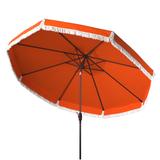 SAFAVIEH Milan Fringe 9 Ft Crank Outdoor Umbrella