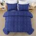 3PCS Tufted Comforter Set Boho Geometry Embroidery Queen Navy