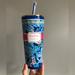 Lilly Pulitzer Kitchen | Lilly Pulitzer Tumbler With Straw, Turtle Villa. New | Color: Blue | Size: 24 Oz