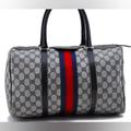 Gucci Bags | Authentic Gucci Sherry Line Hand Boston Bag Gg Pvc Leather Navy Blue | Color: Blue/White | Size: Os