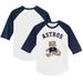 Toddler Tiny Turnip White/Navy Houston Astros Girl Teddy 3/4-Sleeve Raglan T-Shirt