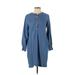 Ann Taylor LOFT Casual Dress - Shift Crew Neck 3/4 sleeves: Blue Print Dresses - Women's Size Small Petite