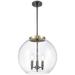 Athens 16.38" 3 Light Black Brass Pendant w/ Clear Shade