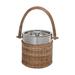 Stainless Steel and Woven Rattan Ice Bucket - 7.0"L x 9.5"W x 7.0"H