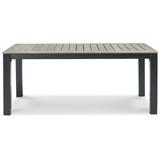 Signature Design by Ashley Mount Valley Black/Beige Outdoor Dining Table with Umbrella Option - 72"W x 42"D x 29"H