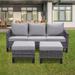 Outdoor Patio Wicker Sectional Sofa Set with Ottomans and Cushions